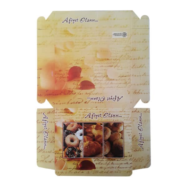 Prepared Cardboard Cookie Box with cookie images printed open