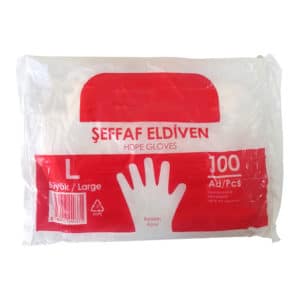 Şeffaf Eldiven Büyük Boy 100 adetli pakette