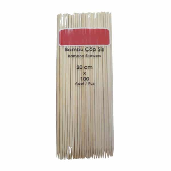 bambu çöp şiş bamboo skewers 20 cm 100 adetli pakette