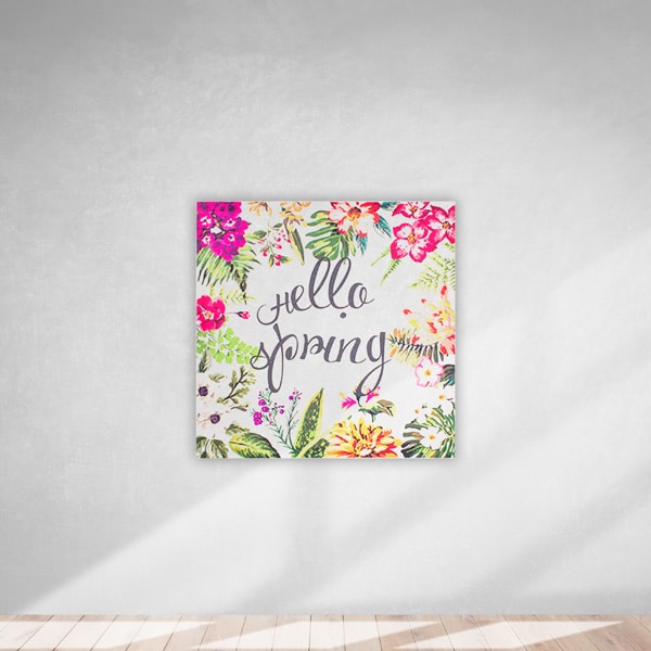 Kanvas Tablo Hello Spring Krem 40x40cm 1 Adet